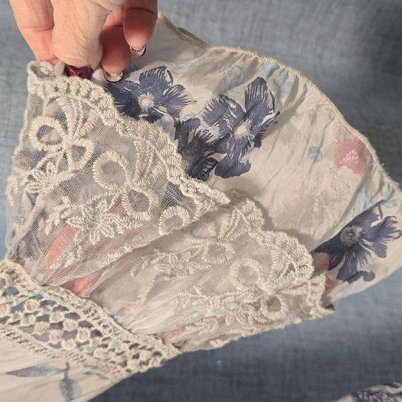 Tempo Paris Floral Blouse - Blue and Pink Boho Style Size Medium - Picture 3 of 7